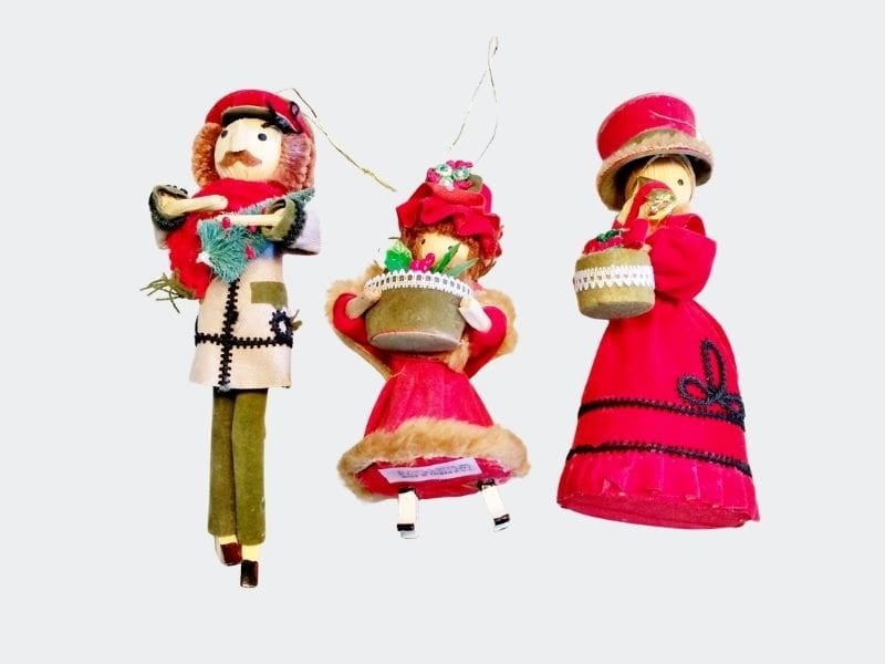3 victorian style people christmas ornaments