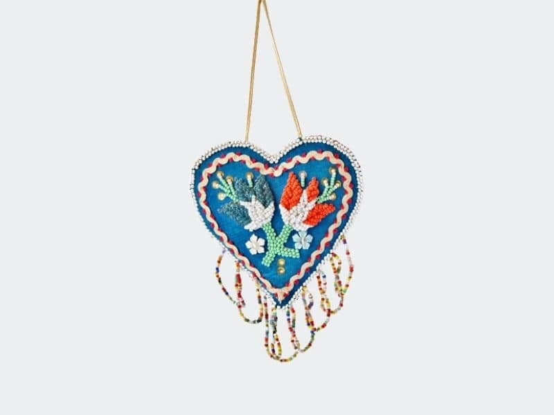 Blue heart shaped beaded native american whimsy