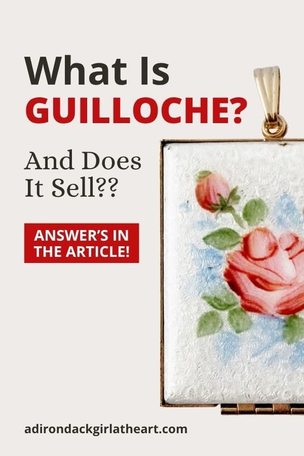 What is Guilloche & does it sell with photo of 1/2 a guilloche locet, white with handpainted roses