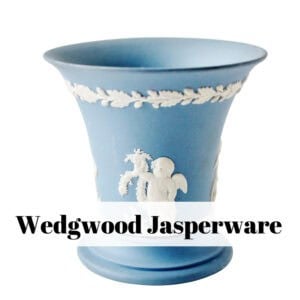 Light blue wedgwood jasperware vase with white decoration