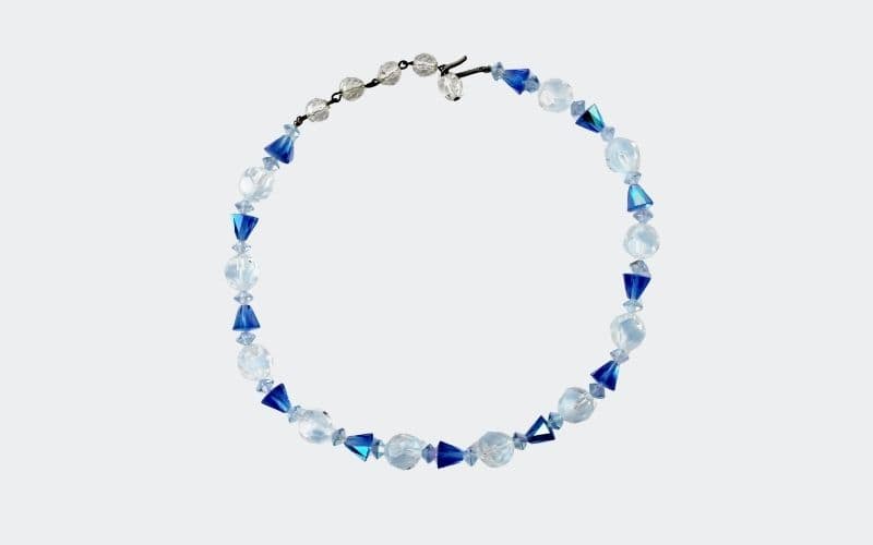 Blue and clear crystal choker