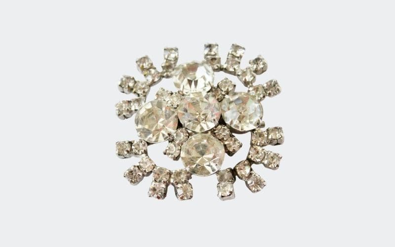 ornate clear rhinestone brooch