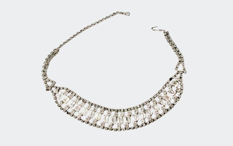 Silver tone & clear rhinestone choker