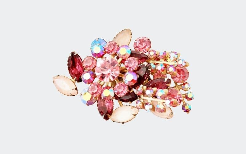 Ornate pink rhinestone pin