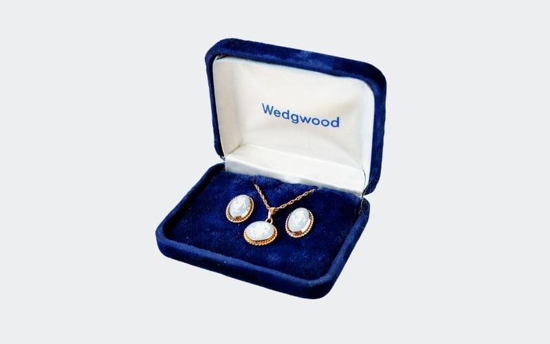 light blue and white wedgwood necklace and earring set