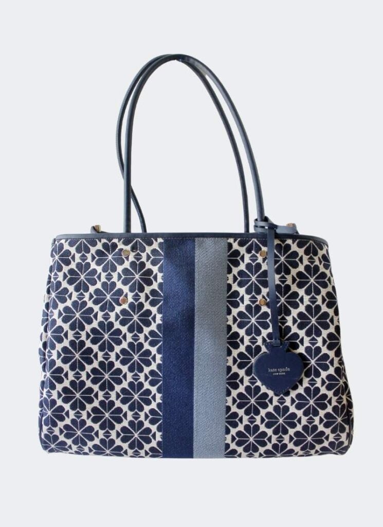 Blue and white floral tote bag by Kate Spade