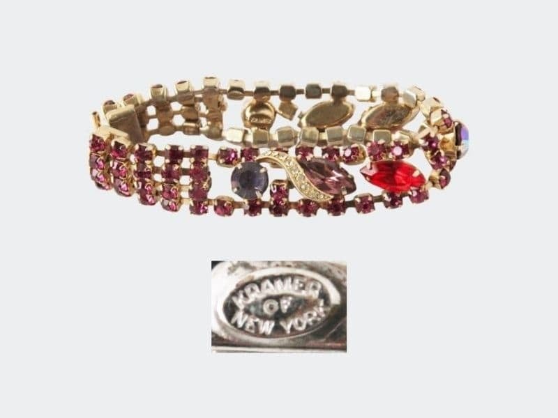 beautiful pink and purple rhinestone bracelet