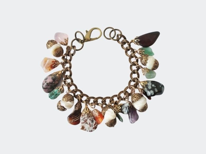 pretty tumbled stone charm bracelet
