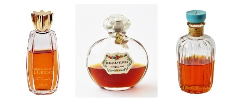 3 bottles of partially filled vintage perfume