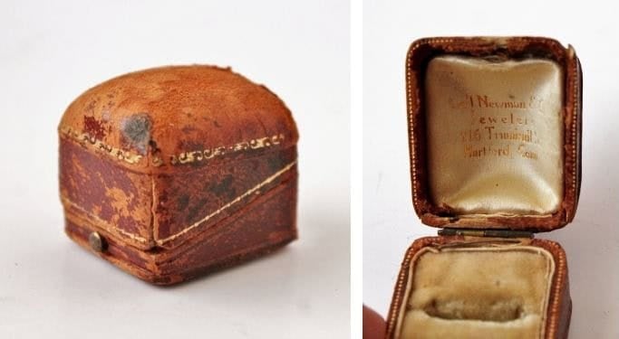 shabby antique leather ring box