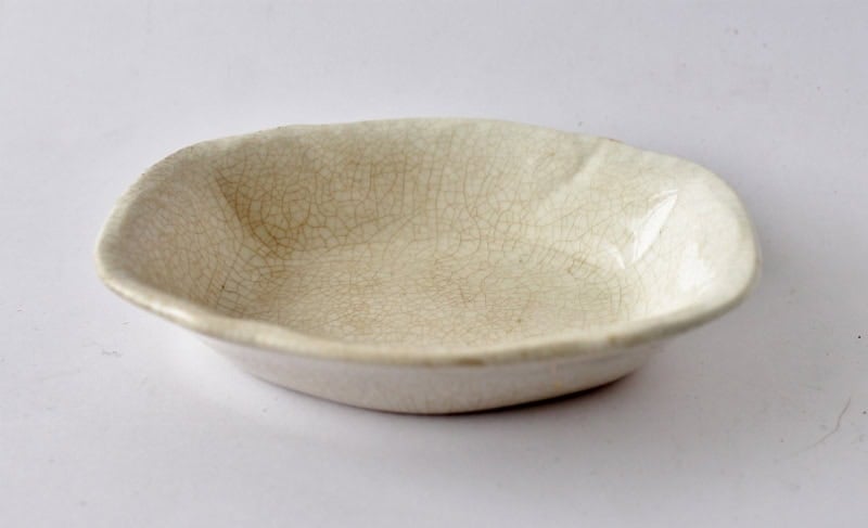 Antique browned ironstone soap dish