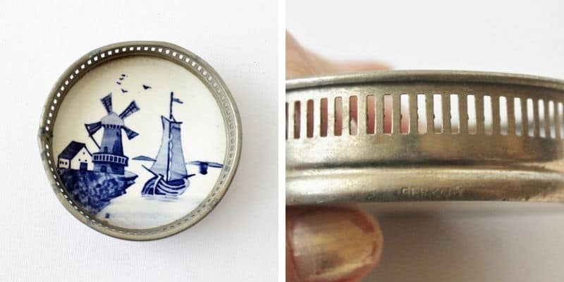 blue and white delft coaster