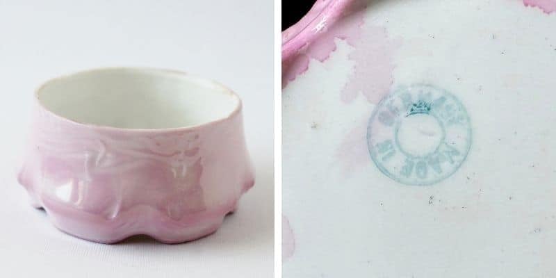 large pink [master] salt cellar signed "Germany"