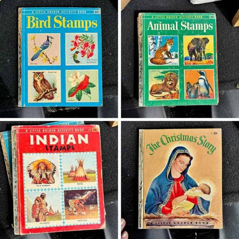 4 Little golden books: birds, animals, indians & christmas