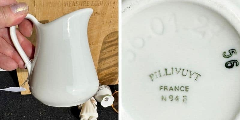 small white creamer marked france